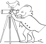 Hausgeist mit Fernrohr